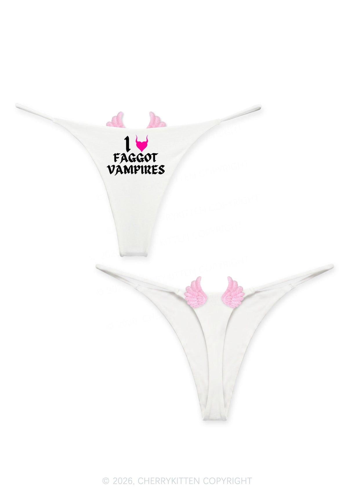 Halloween I Love Faggot Vampires Y2K Goth Angel Wings Bikini String Thong Cherrykitten