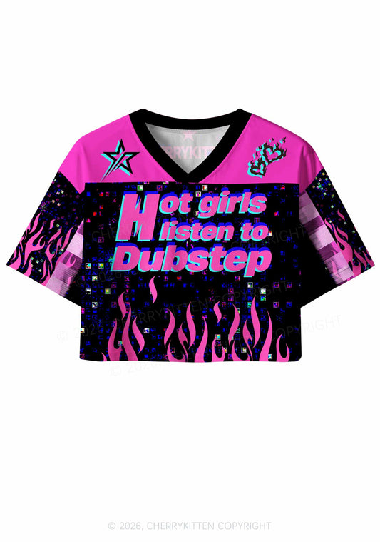 Hot Girls Listen To Dubstep Y2K Crop Sport Jersey Shirts Cherrykitten