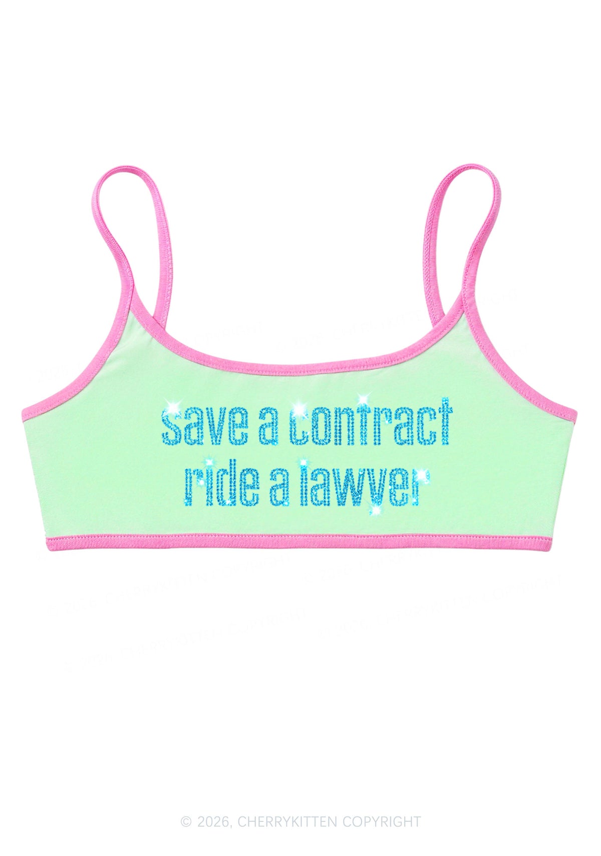 Rhinestone Ride A Lawyer Y2K Super Crop Cami Cherrykitten