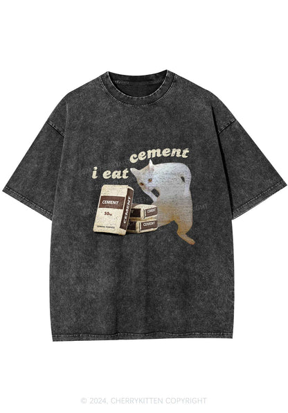 I Eat Cement Y2K Washed Tee Cherrykitten