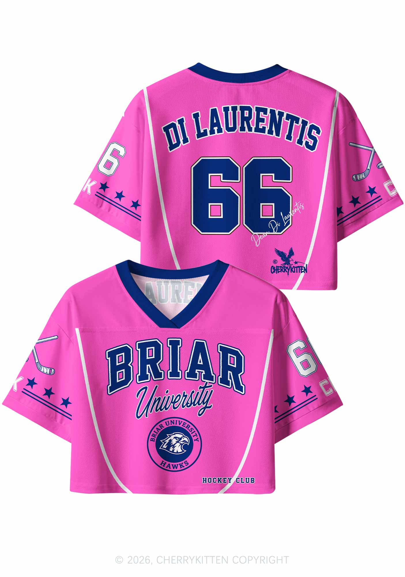 Pink Hockey Team DL Y2K Crop Sport Jersey Shirts Cherrykitten