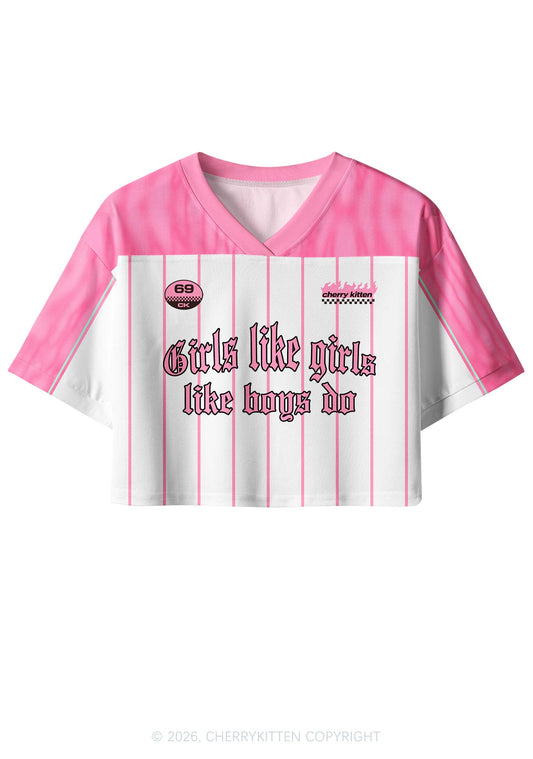 Girls Like Girls Like Boys Do Pride Y2K Crop Sport Jersey Shirts Cherrykitten