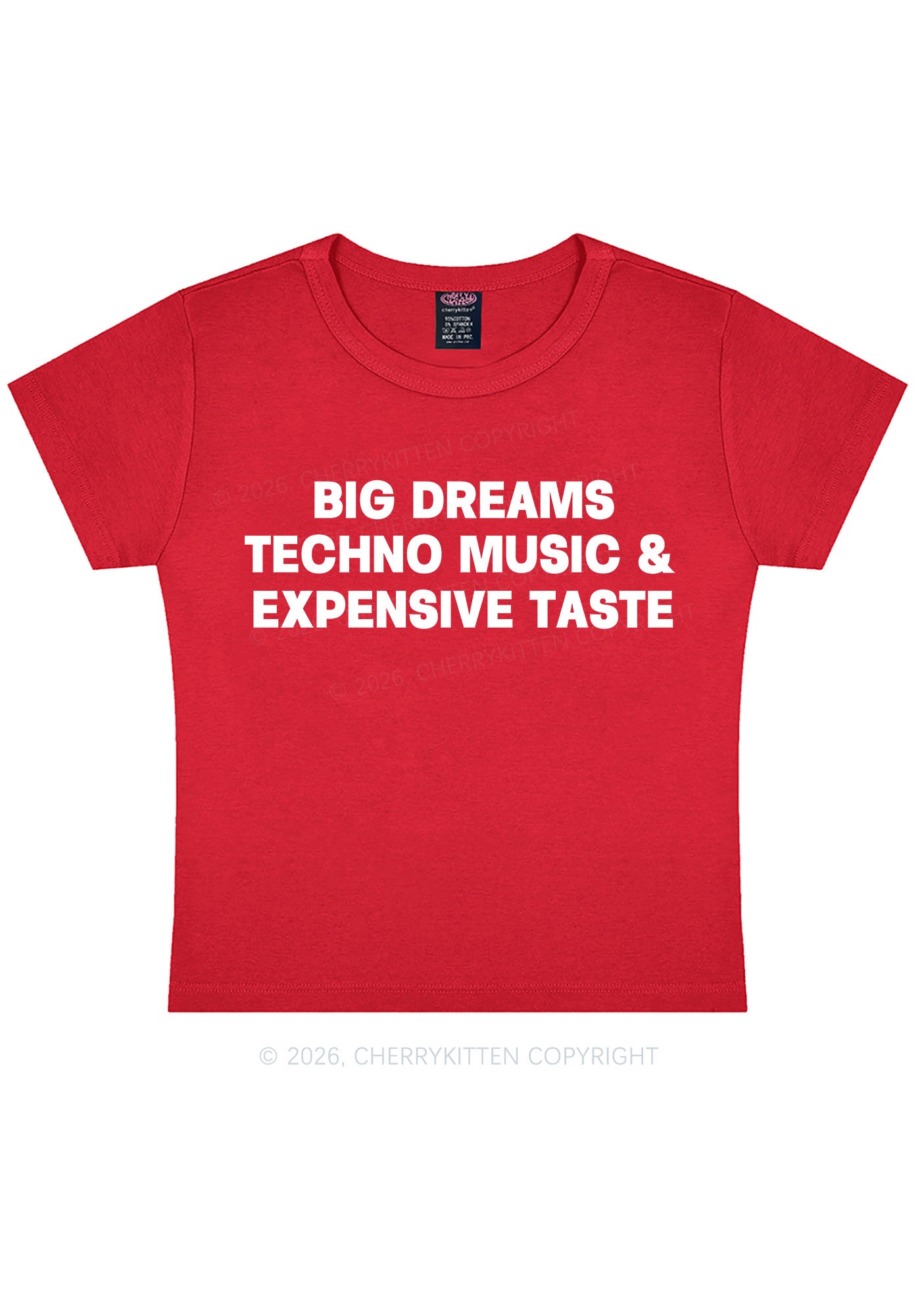 Big Dreams Techno Music Y2K Baby Tee Cherrykitten