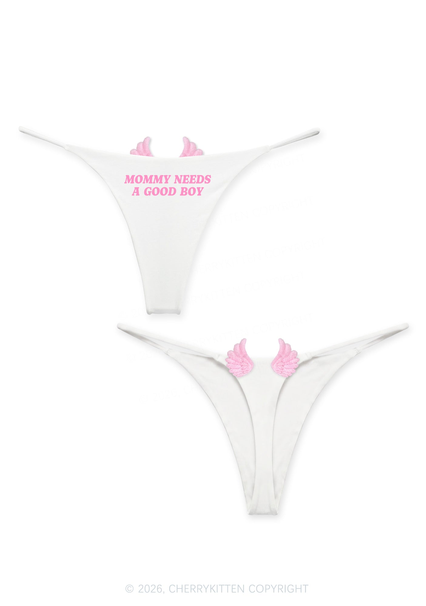 Mommy Needs A Good Boy Y2K Goth Angel Wings Bikini String Thong Cherrykitten