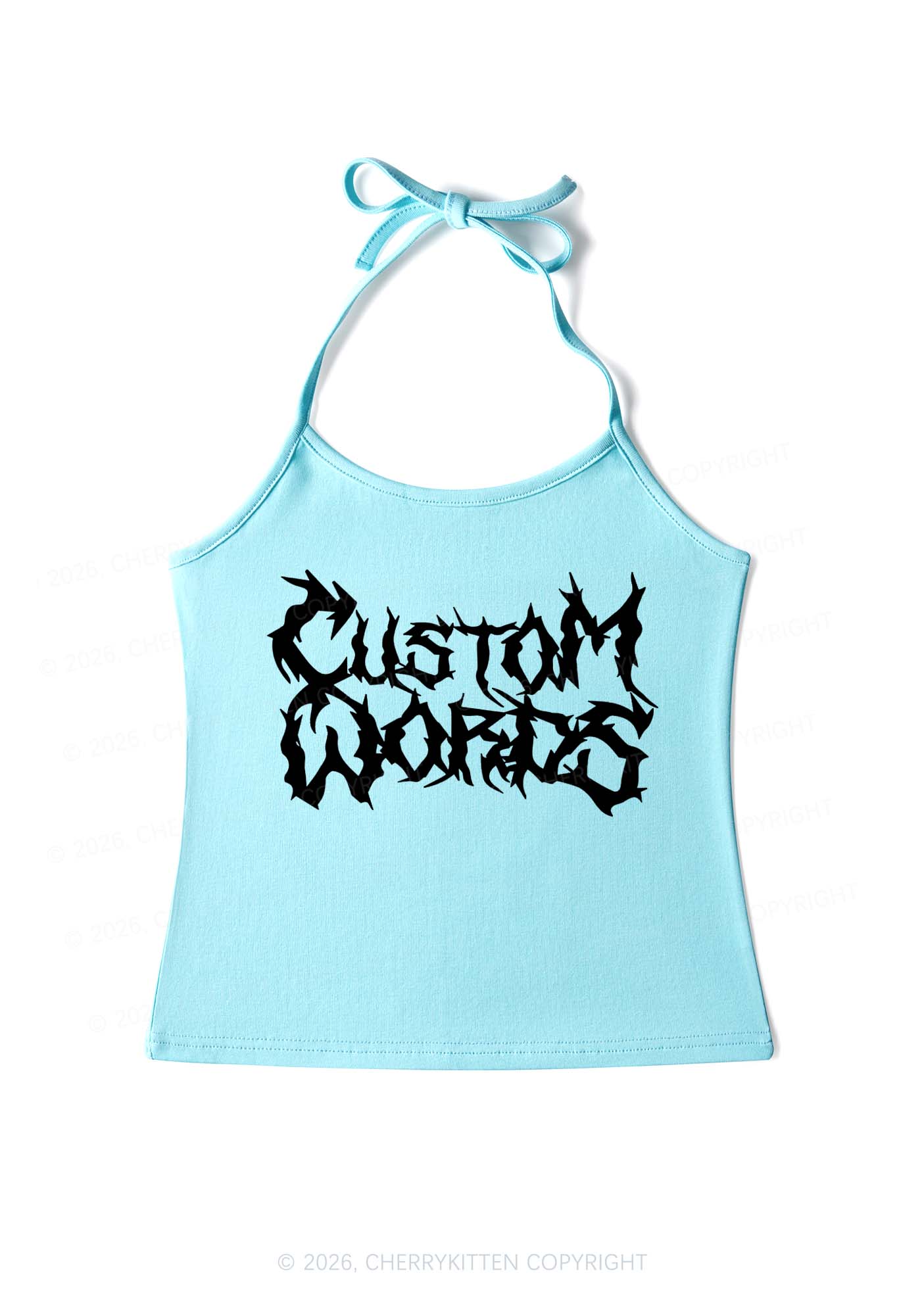Custom Text Punk Font Y2K Halter Neck Cami Cherrykitten