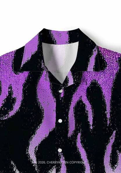 Asexual Flame Pride Y2K Print Hawaiian Shirt Cherrykitten
