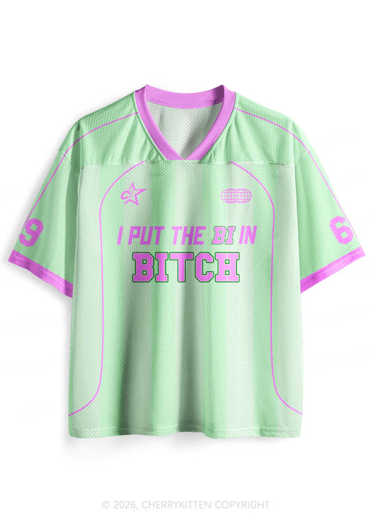 Mint Green I Put The Bi In Bxxch Pride Y2K Sport Jersey Shirts Cherrykitten