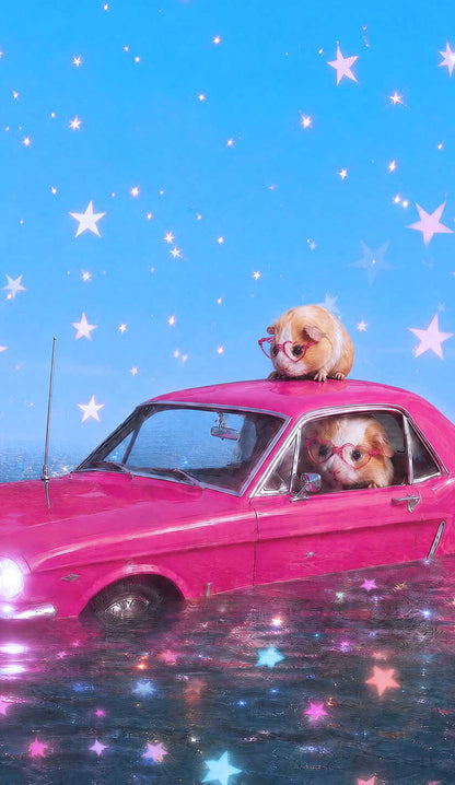 Two Guinea Pigs On Pink Car Y2K Phone Case Cherrykitten