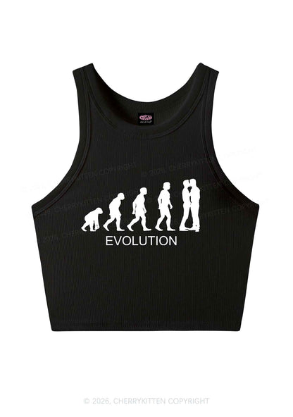 Gay Evolution Pride Y2K Crop Tank Top Cherrykitten