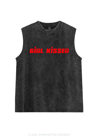 Girl Kisser Star Pride Y2K Washed Muscle Tank Cherrykitten