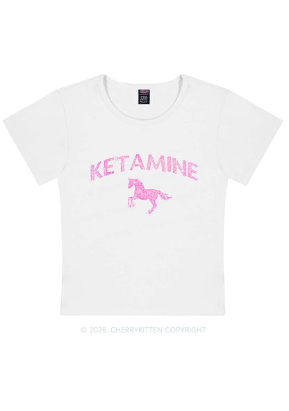 Rhinestone Pink K Unicorn Y2K Baby Tee Cherrykitten