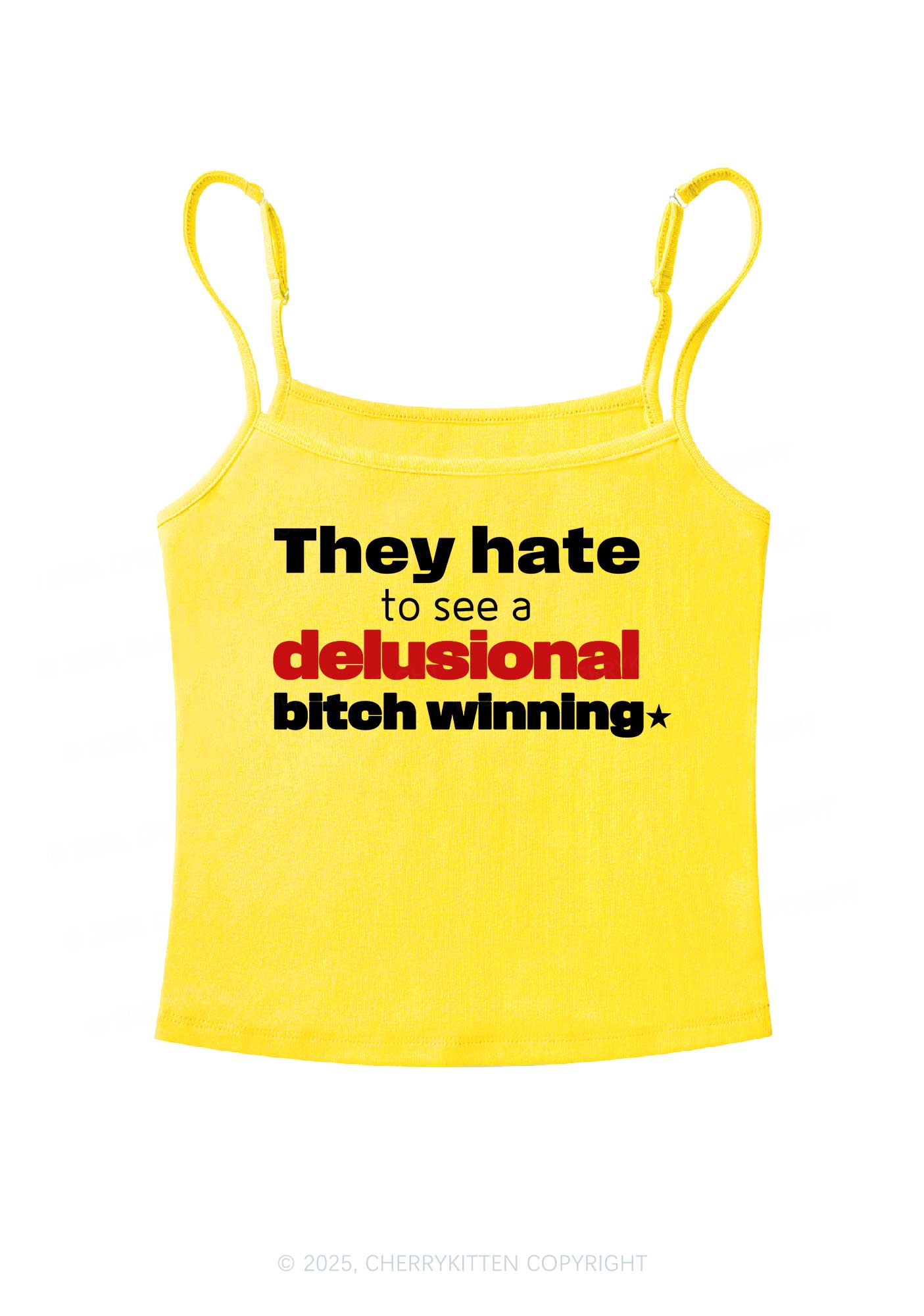 Delusional Bxtch Winning Y2K Spaghetti Strap Cami Cherrykitten
