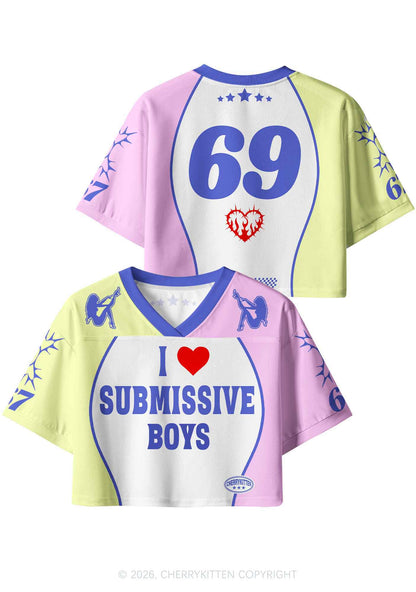 White I Love S Boys Y2K Crop Sport Jersey Shirts Cherrykitten