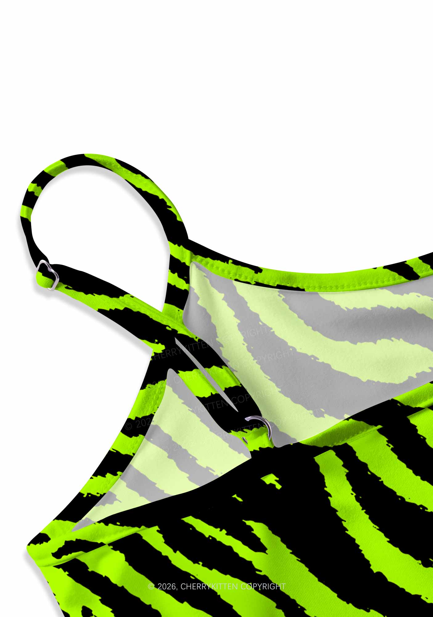 Green Zebra Y2K Print Cami Crop Top Cherrykitten