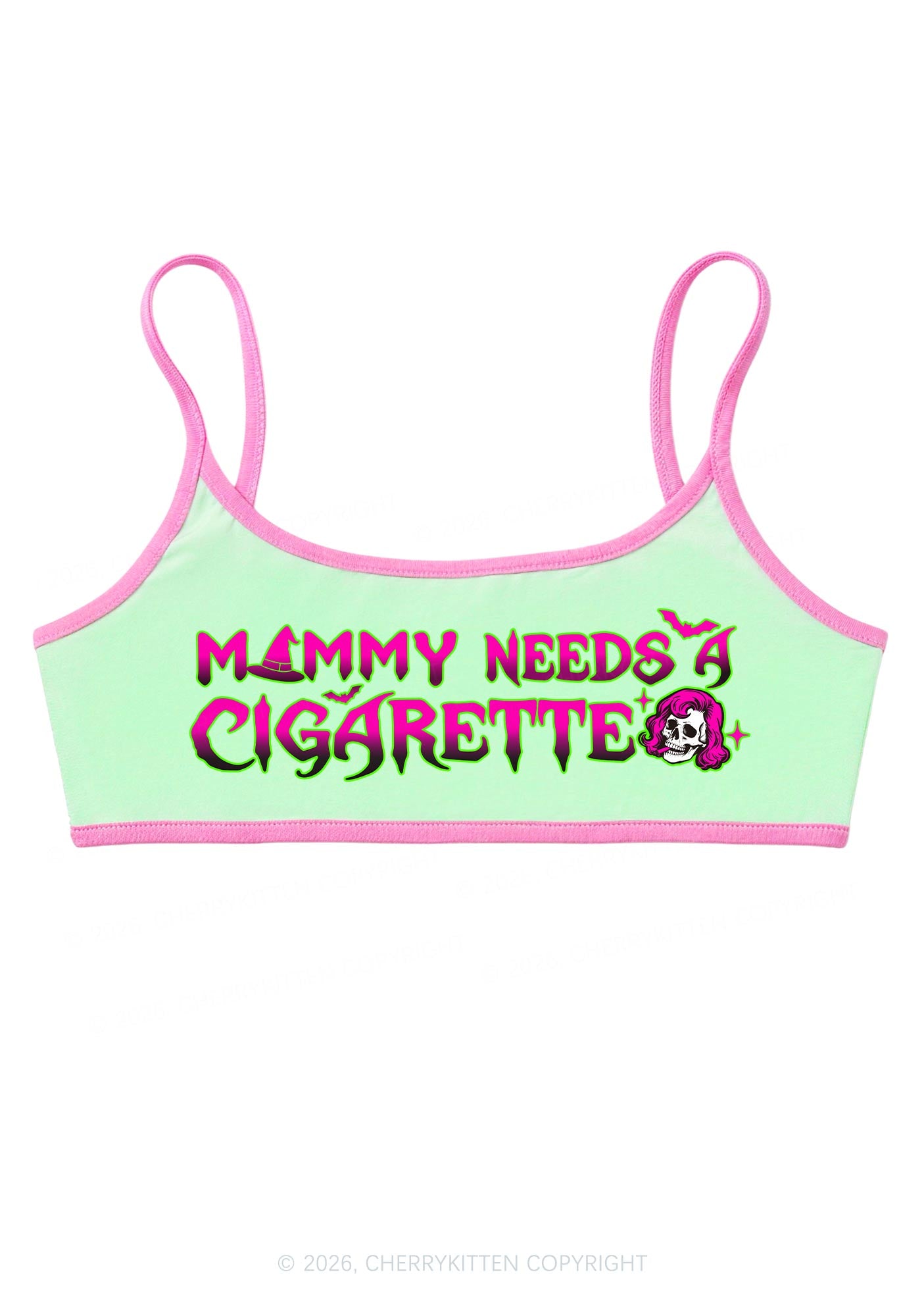 Halloween Witch Mommy Needs Cigarette Y2K Super Crop Cami Cherrykitten