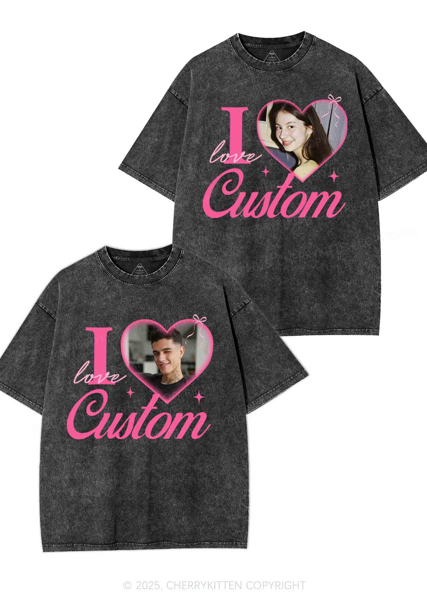 I Love Custom Y2K Valentine's Day Washed Tee Cherrykitten
