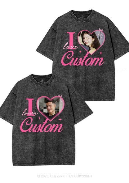 I Love Custom Y2K Valentine's Day Washed Tee Cherrykitten