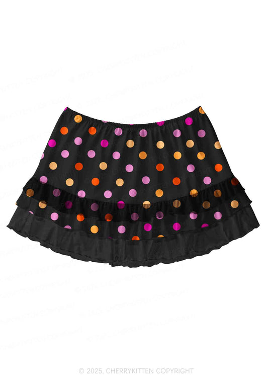 Lesbian Dots Pride Y2K Print Mini Layered Skirt Cherrykitten