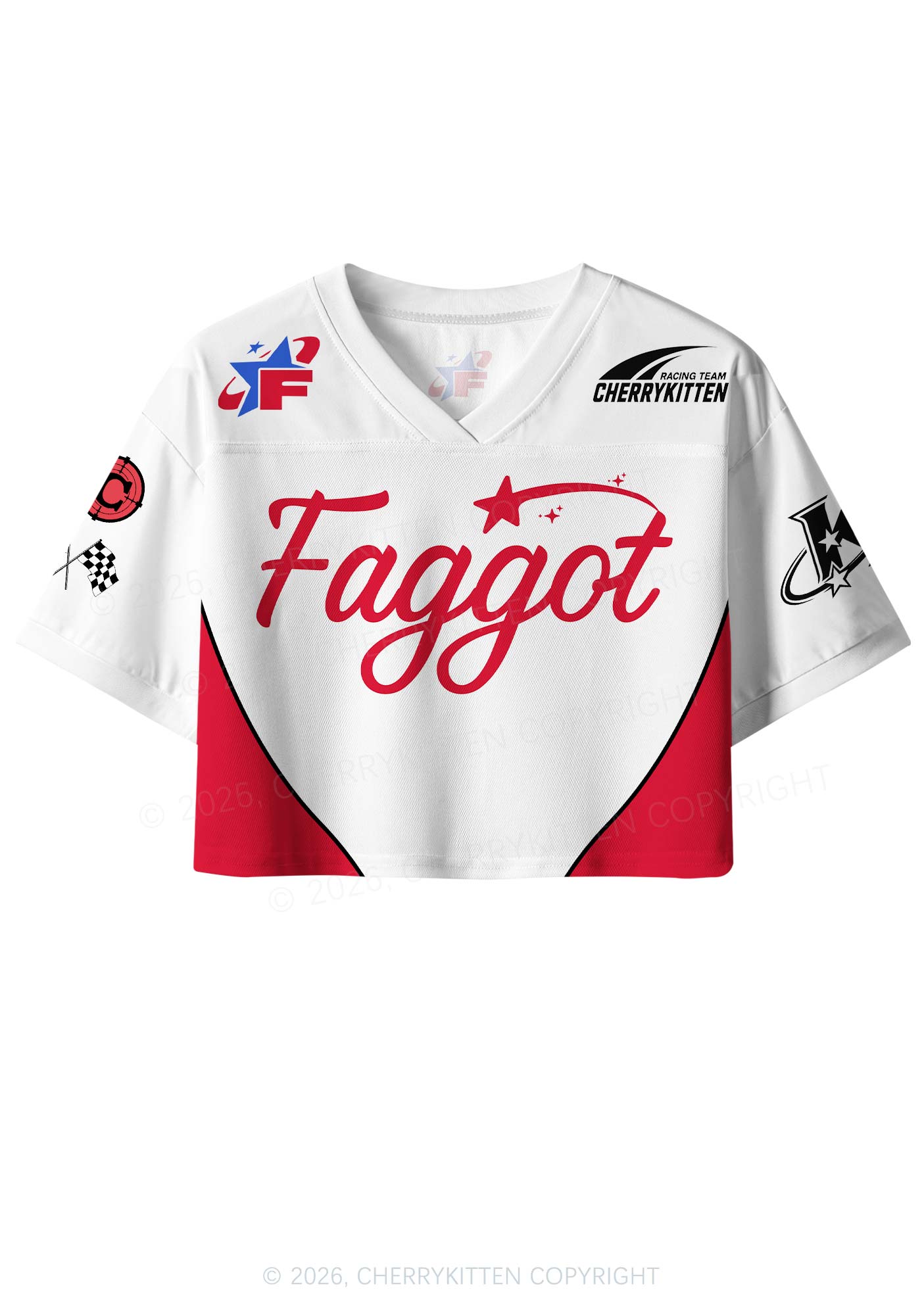 Red Faggot Star Pride Y2K Crop Sport Jersey Shirts Cherrykitten