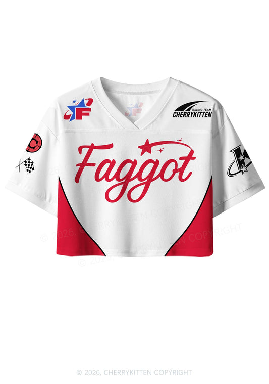 Red Faggot Star Pride Y2K Crop Sport Jersey Shirts Cherrykitten