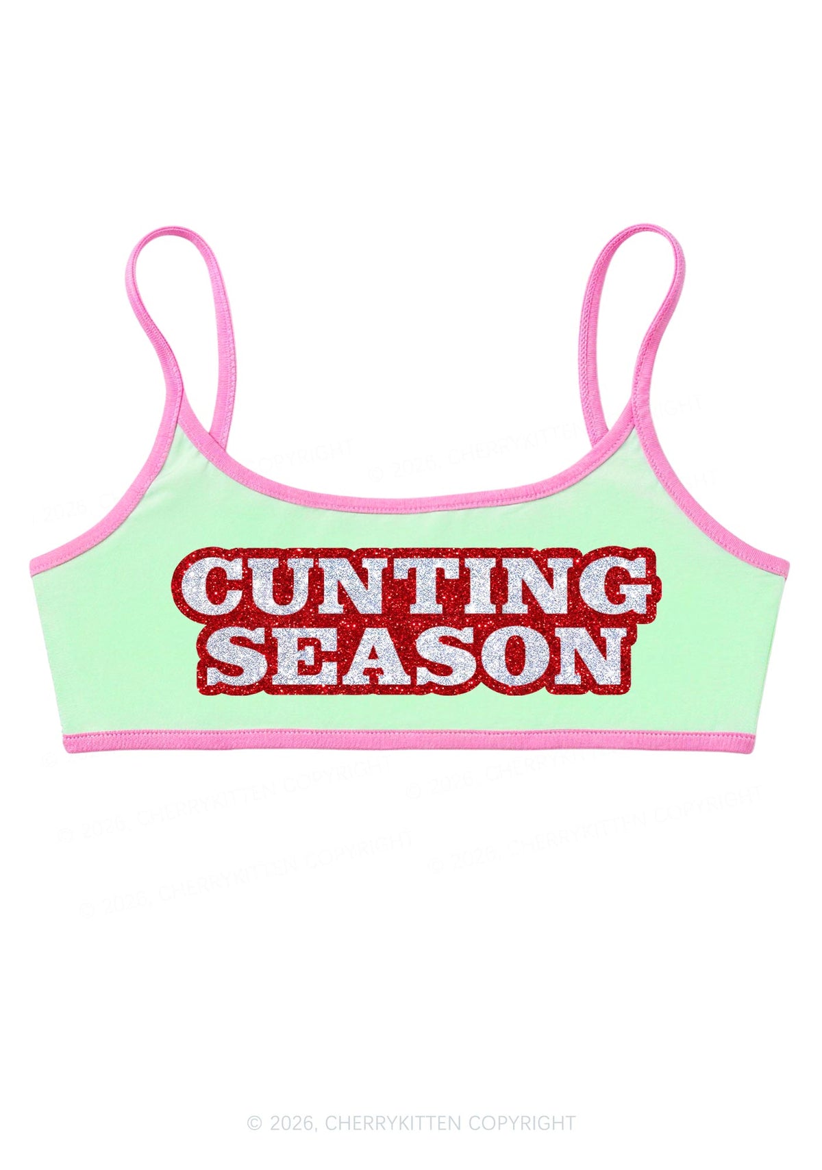 Glitter Cxxting Season Y2K Super Crop Cami Cherrykitten