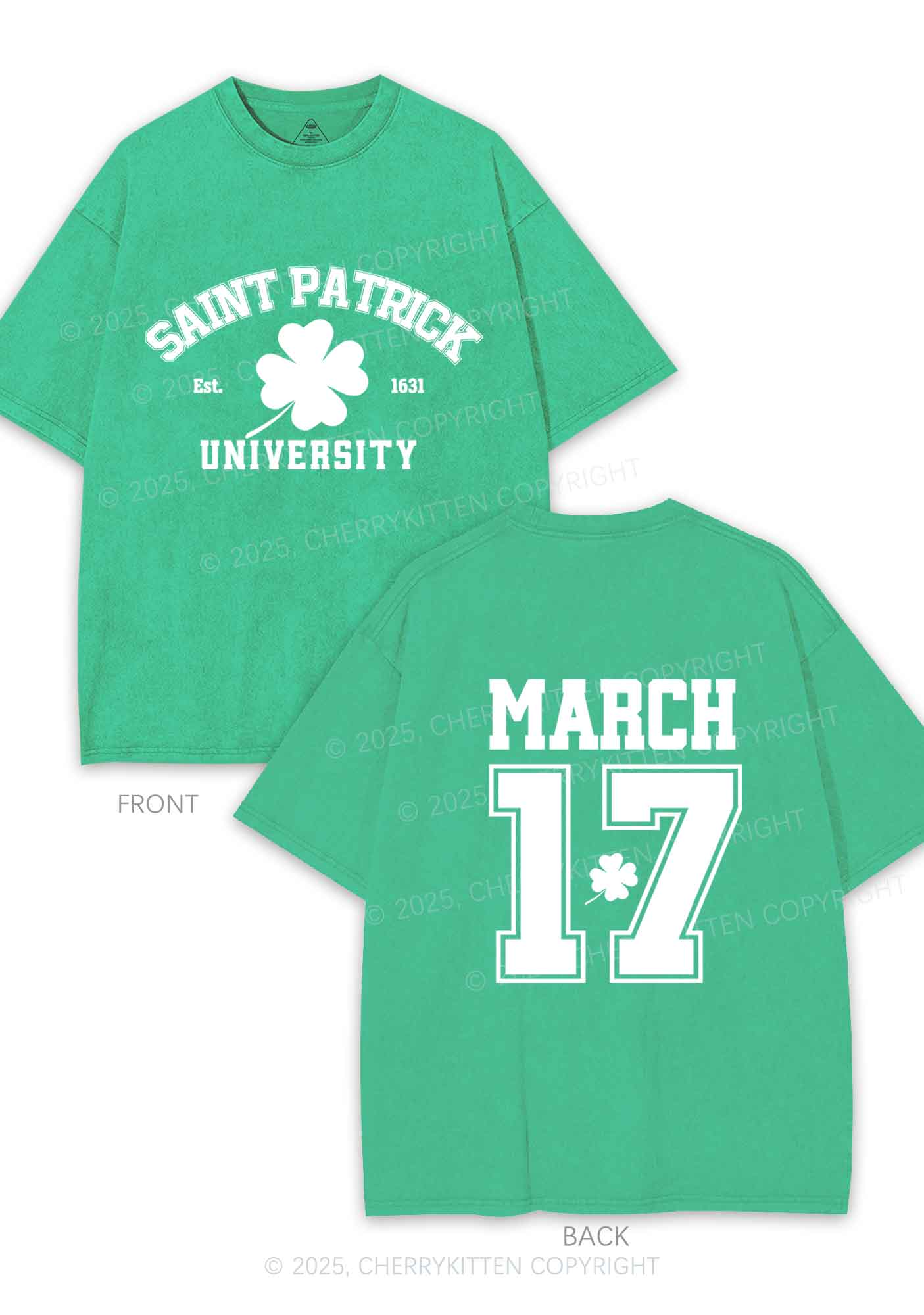 Saint Patrick University Two Sides St Patricks Y2K Shirts Washed Tee Cherrykitten