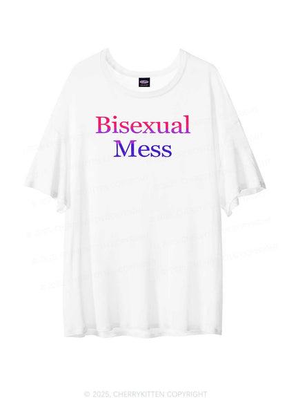 Bisexual Mess Pride Y2K Sheer Boyfriend Tee Cherrykitten