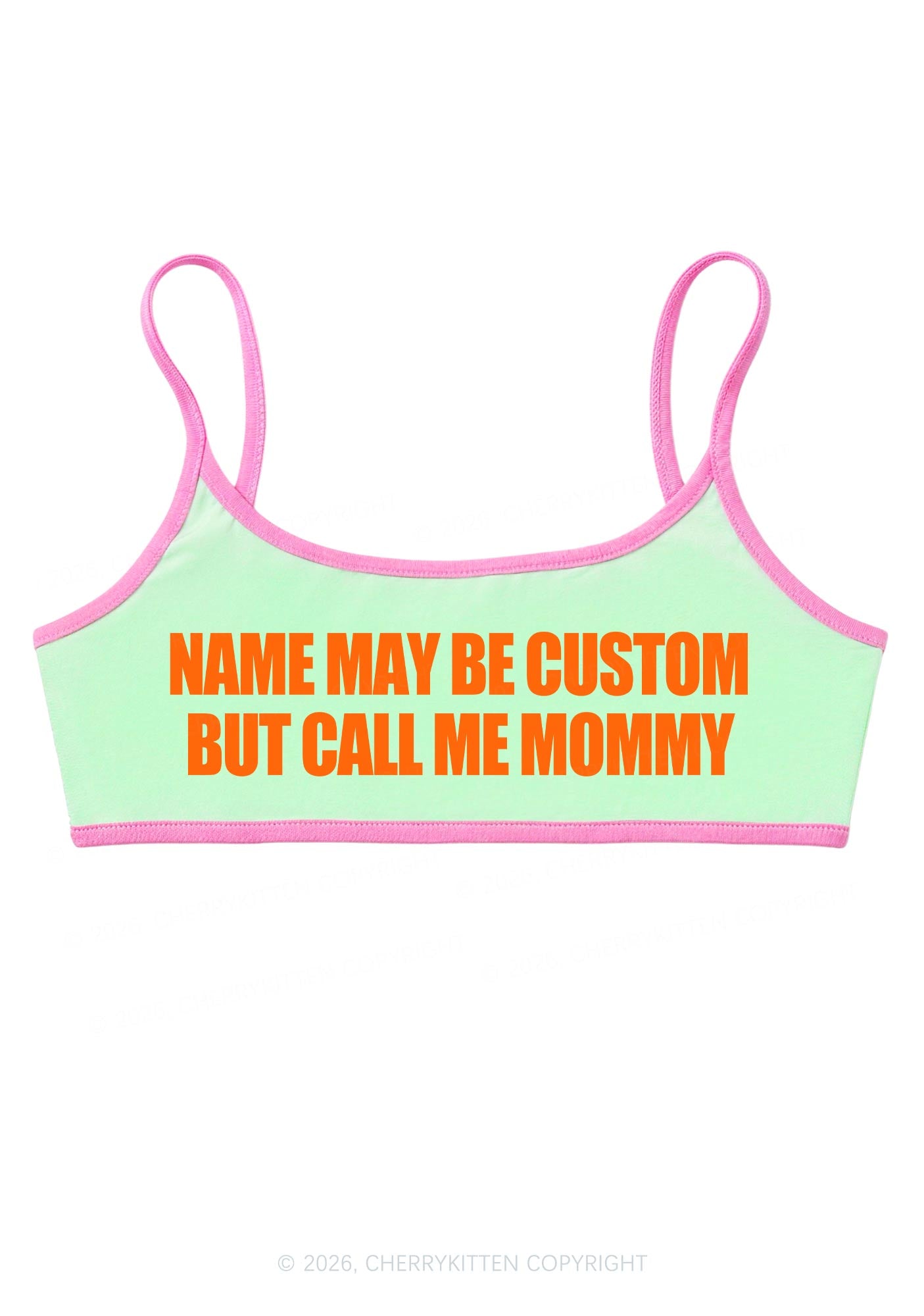 Custom Name Call Me Mommy Y2K Super Crop Cami Cherrykitten