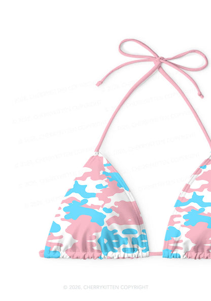 Trans Camouflage Pride Y2K Print Bikini Set Cherrykitten