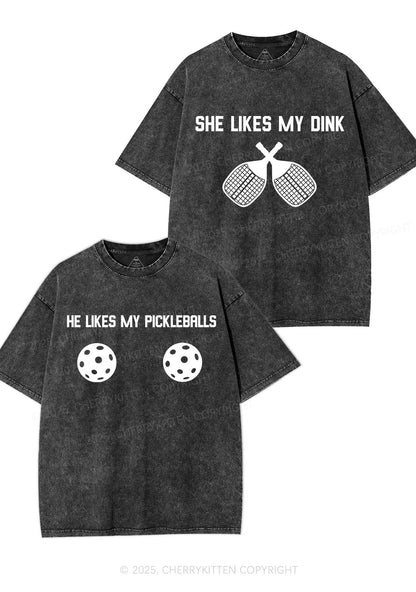 Pickleball Couple Y2K Valentine's Day Washed Tee Cherrykitten