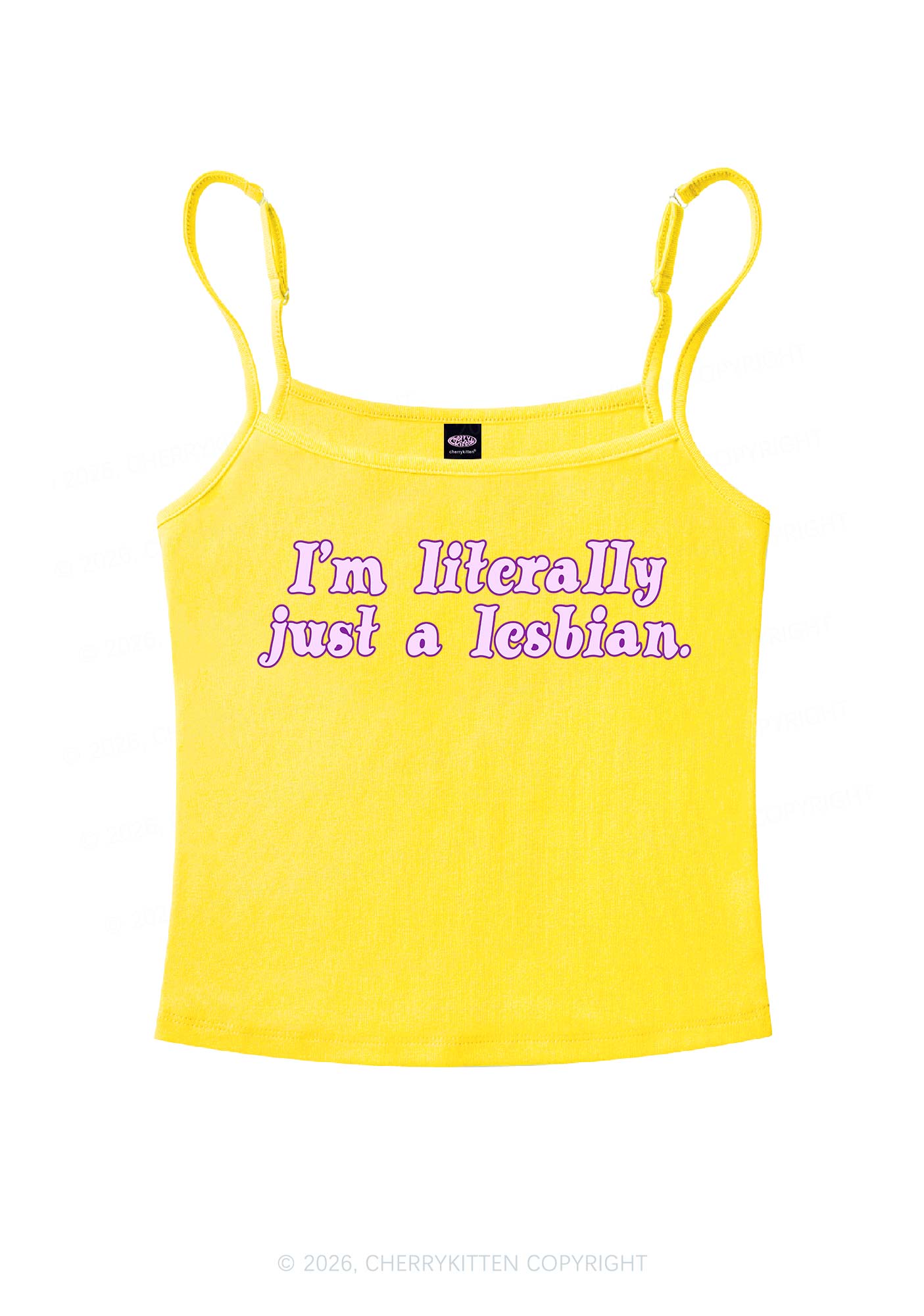 Literally Just A Lesbian Pride Y2K Spaghetti Strap Cami Cherrykitten