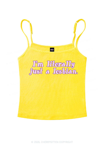 Literally Just A Lesbian Pride Y2K Spaghetti Strap Cami Cherrykitten