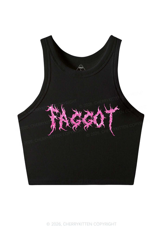 Glitter Punk Faggot Pride Y2K Crop Tank Top Cherrykitten