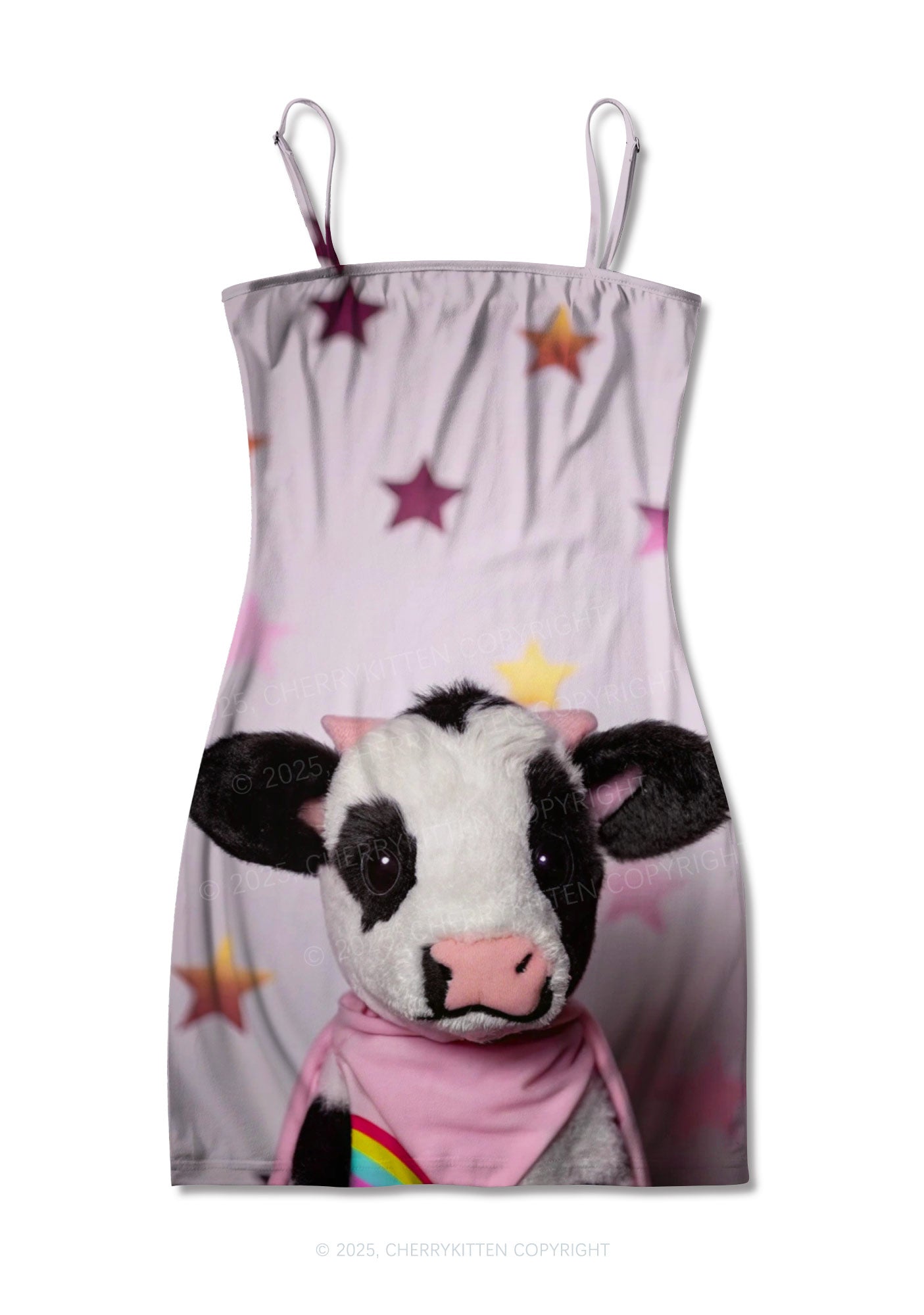 Cow Magic Stars Y2K Print Slip Dress Cherrykitten