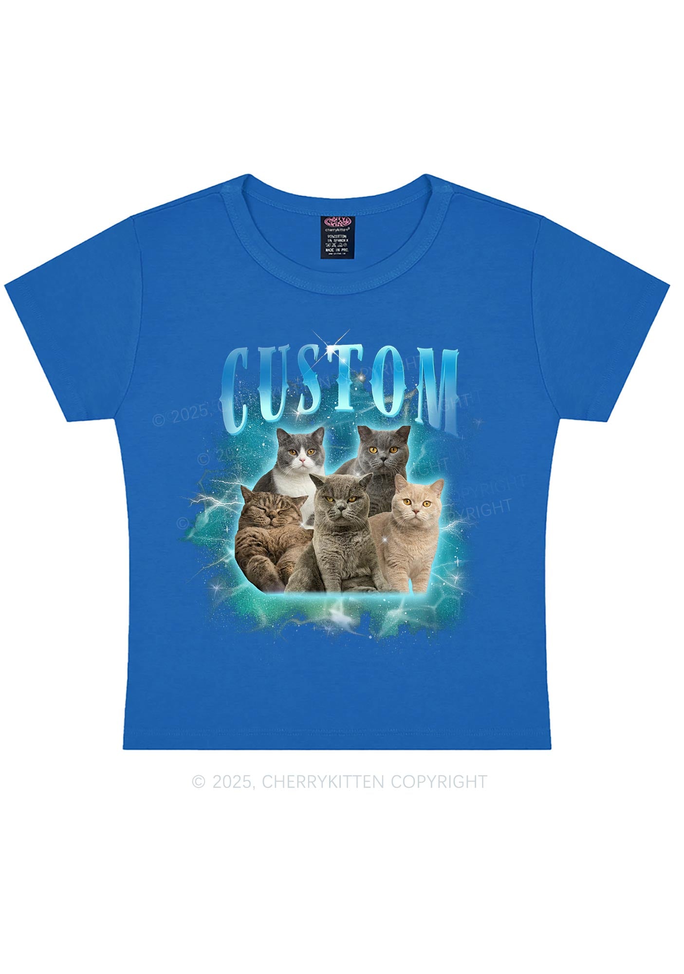 Custom Cat Photo Art Y2K Baby Tee Cherrykitten