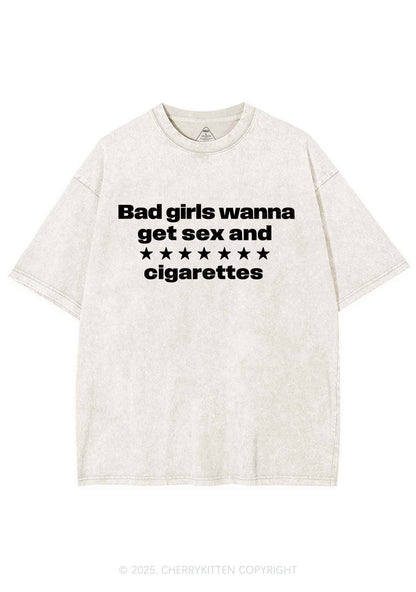 Wanna Sxx Cigarettes Y2K Shirts Washed Tee Cherrykitten