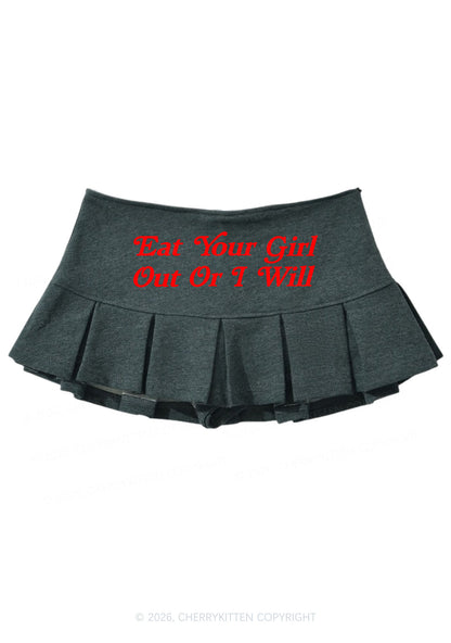 Eat Your Girl Out Y2K Mini Pleated Skirts Cherrykitten