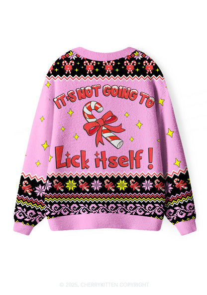 Lick Itself Y2K Christmas Cardigan Knit Sweatshirt Cherrykitten