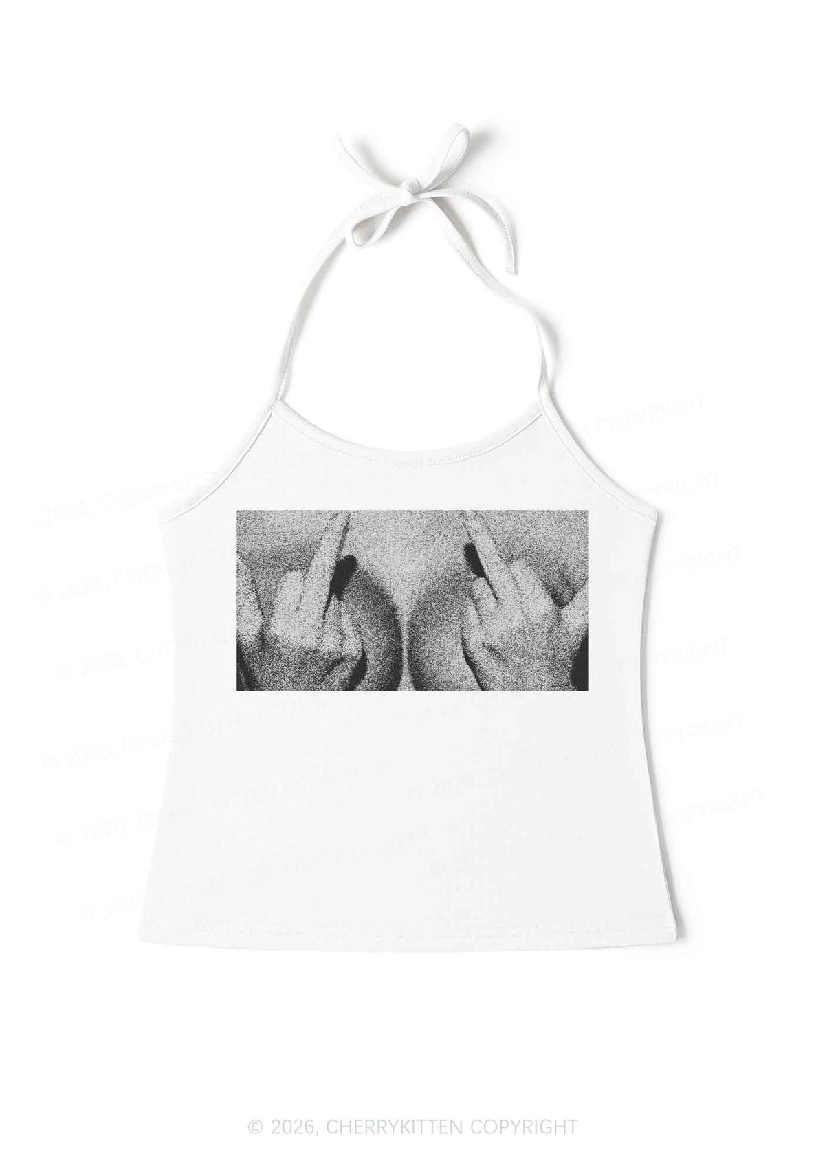 Middle Finger Bxxbs Y2K Halter Neck Cami Cherrykitten