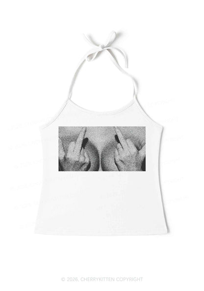Middle Finger Bxxbs Y2K Halter Neck Cami Cherrykitten