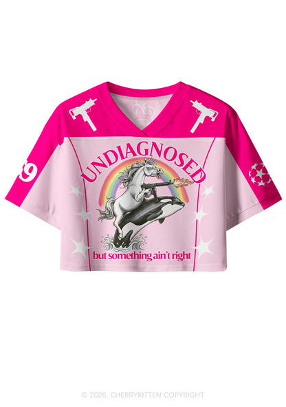 Undiagnosed But Something Aint Right Y2K Crop Sport Jersey Shirts Cherrykitten