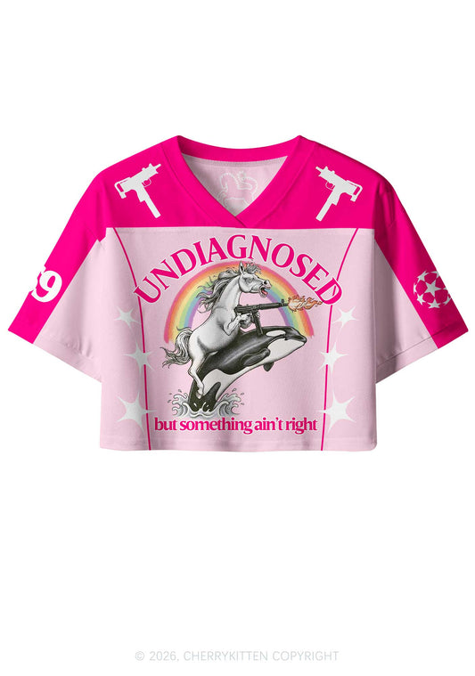 Undiagnosed But Something Aint Right Y2K Crop Sport Jersey Shirts Cherrykitten