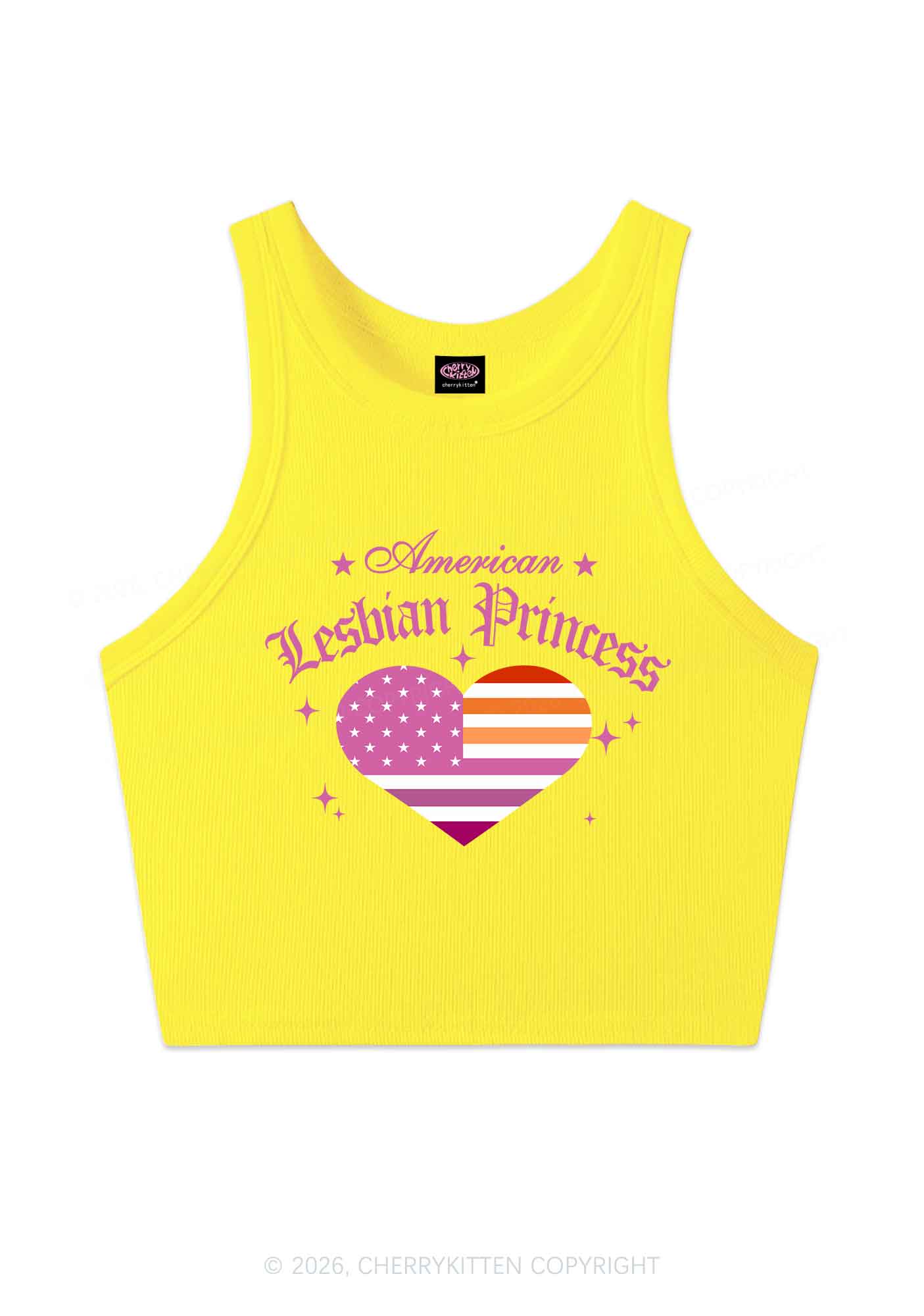 American Lesbian Princess Flag Pride Y2K Crop Tank Top Cherrykitten