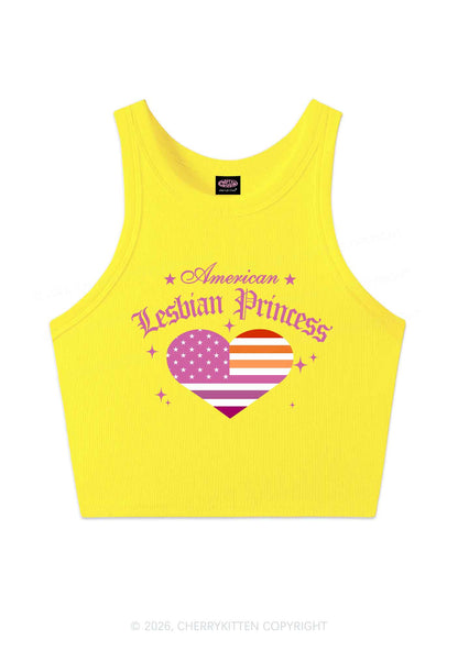 American Lesbian Princess Flag Pride Y2K Crop Tank Top Cherrykitten