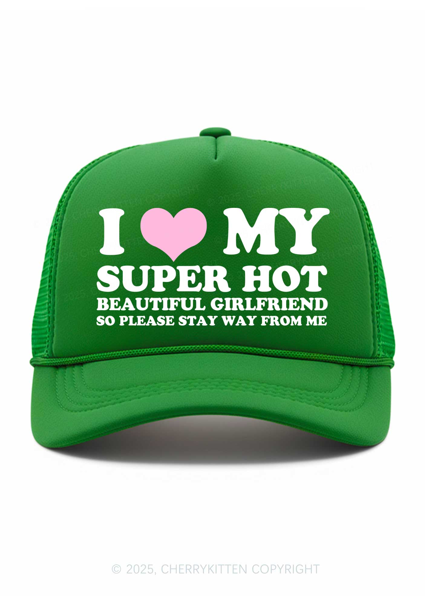 Love My Super Hot GF Valentine's Day Y2K Trucker Hat Cherrykitten