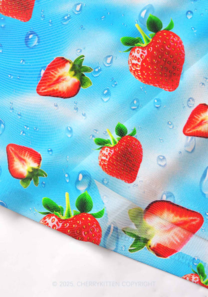 Blue Strawberry Y2K Mesh Cami Tank Cherrykitten