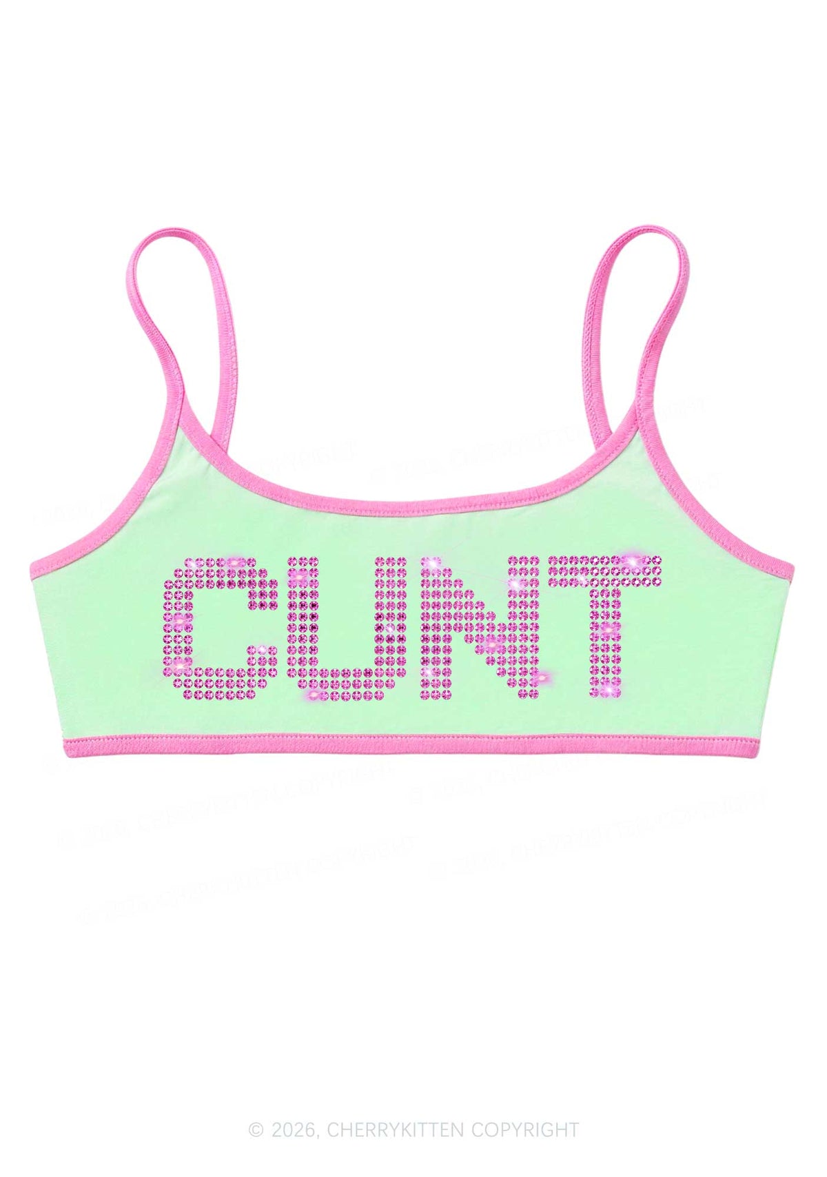 Rhinestone Pink Cxxt Y2K Super Crop Cami Cherrykitten