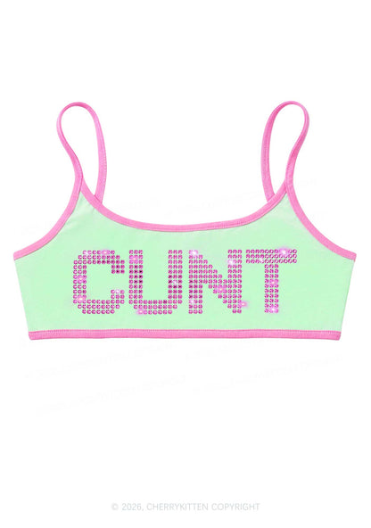 Rhinestone Pink Cxxt Y2K Super Crop Cami Cherrykitten