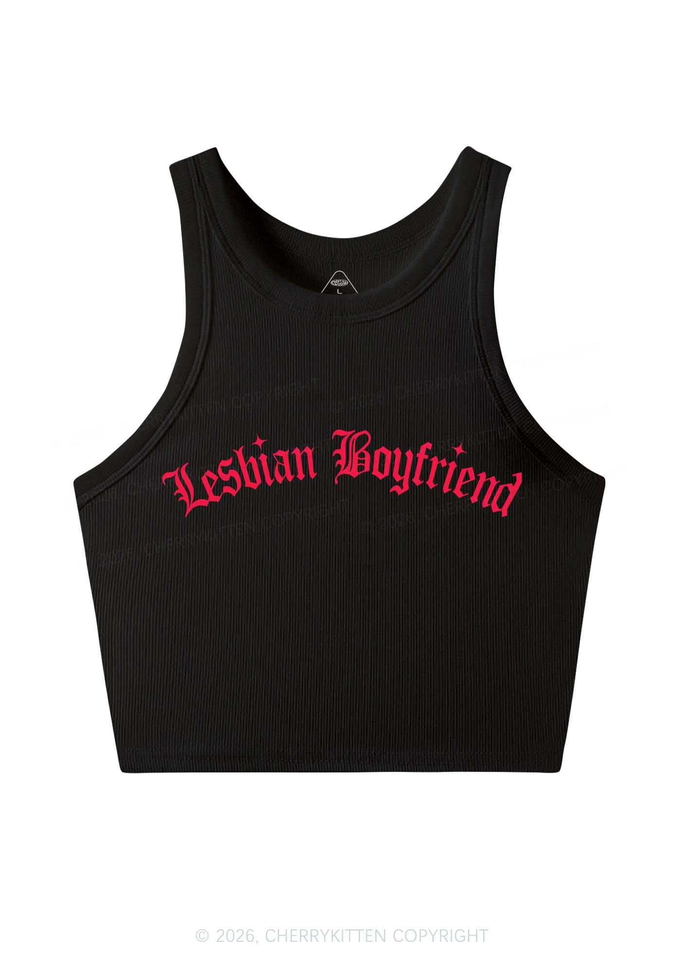 Lesbian Boyfriend Pride Y2K Crop Tank Top Cherrykitten