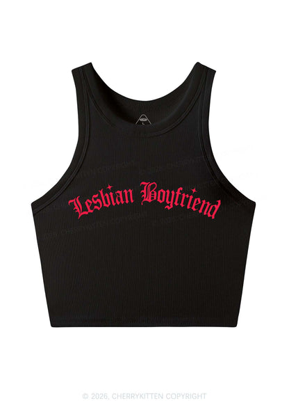Lesbian Boyfriend Pride Y2K Crop Tank Top Cherrykitten